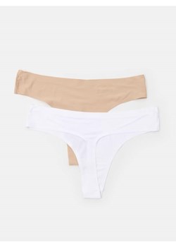 Sinsay - Bezszwowe stringi typu tanga 2 pack - biały ze sklepu Sinsay w kategorii Majtki damskie - zdjęcie 185689797