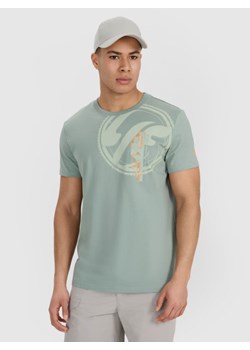 Męski t-shirt z nadrukiem 4F 4FRSS25TTSHM3002 - khaki ze sklepu Sportstylestory.com w kategorii T-shirty męskie - zdjęcie 185693886