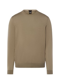 BOSS Męski sweter z wełny dziewiczej - Botto Mężczyźni wełna ze strzyży trzcinowy jednolity ze sklepu vangraaf w kategorii Swetry męskie - zdjęcie 185699337