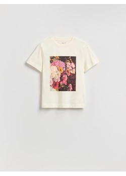 Reserved - T-shirt z nadrukiem - kremowy ze sklepu Reserved w kategorii Bluzki damskie - zdjęcie 185699926
