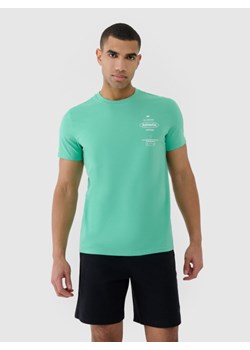 Męski t-shirt z nadrukiem 4F 4FRSS25TTSHM2688 - zielony ze sklepu Sportstylestory.com w kategorii T-shirty męskie - zdjęcie 185704206
