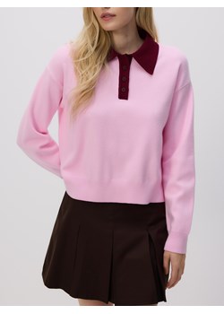 Reserved - Sweter polo z wiskozą - różowy ze sklepu Reserved w kategorii Swetry damskie - zdjęcie 185705456