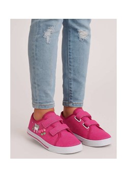 Fuksjowe tenisówki dla dziewczynki na rzepy /E6-1 18109 T189/ ze sklepu Pantofelek24.pl w kategorii Trampki dziecięce - zdjęcie 185706065