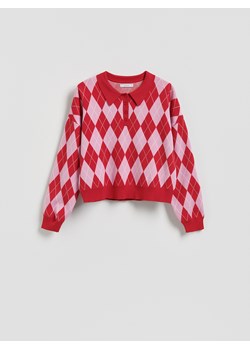 Reserved - Wzorzysty sweter z kołnierzykiem - wielobarwny ze sklepu Reserved w kategorii Swetry damskie - zdjęcie 185707648