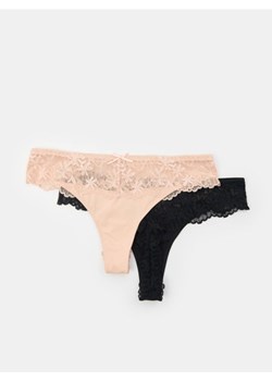 Sinsay - Stringi typu tanga z koronką 2 pack - wielobarwny ze sklepu Sinsay w kategorii Majtki damskie - zdjęcie 185708449