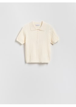 Reserved - Sweter z kołnierzykiem polo - kremowy ze sklepu Reserved w kategorii Swetry damskie - zdjęcie 185710179