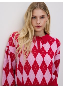 Reserved - Wzorzysty sweter z kołnierzykiem - wielobarwny ze sklepu Reserved w kategorii Swetry damskie - zdjęcie 185710186