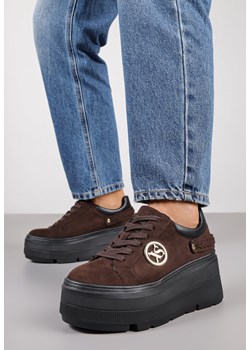 Brązowe Sneakersy Vices na Grubej Podeszwie z Metaliczną Ozdobą Tatorelis ze sklepu born2be.pl w kategorii Buty sportowe damskie - zdjęcie 185711399