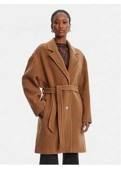 PINKO Płaszcz wełniany 105685 A2SM Brązowy Regular Fit ze sklepu MODIVO w kategorii Płaszcze damskie - zdjęcie 185713685