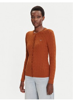 Gant Kardigan 4800103 Brązowy Slim Fit ze sklepu MODIVO w kategorii Swetry damskie - zdjęcie 185713729