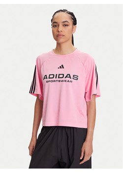 adidas T-Shirt Tiro x Common Goal Jacquard JL9213 Różowy Loose Fit ze sklepu MODIVO w kategorii Bluzki damskie - zdjęcie 185713866