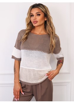 SWETER W PASKI Z KRÓTKIM RĘKAWEM- FANGO ze sklepu olika.com.pl w kategorii Swetry damskie - zdjęcie 185715205