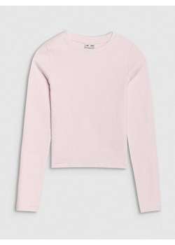Dziewczęcy longsleeve basic 4F 4FJRSS25TLONF505 - beżowy ze sklepu Sportstylestory.com w kategorii Bluzki dziewczęce - zdjęcie 185716067