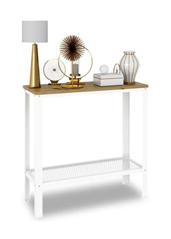 Minimalistyczna Konsola Biały + Dąb Artisan T4-B39 ze sklepu Edinos.pl w kategorii Konsole - zdjęcie 185717369