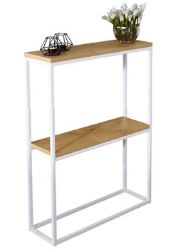 Minimalistyczna konsola biały + dąb lancelot - Carello 5X ze sklepu Edinos.pl w kategorii Konsole - zdjęcie 185717465