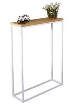 Konsola metalowa w stylu loft biały + dąb lancelot - Carello 8X ze sklepu Edinos.pl w kategorii Konsole - zdjęcie 185717596