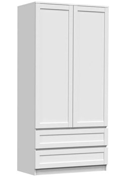Biała szafa na ubrania z półkami i szufladami - Pirex 5X ze sklepu Edinos.pl w kategorii Szafy - zdjęcie 185717885