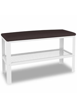 Wąski puf z metalowym stelażem do przedpokoju biały + wenge  - Sagal 5X ze sklepu Edinos.pl w kategorii Zestawy mebli do przedpokoju - zdjęcie 185718206