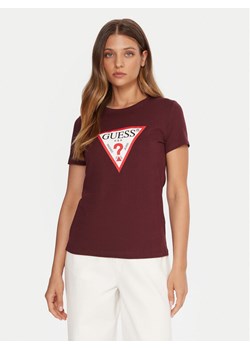 Guess T-Shirt W1YI1B I3Z14 Bordowy Regular Fit ze sklepu MODIVO w kategorii Bluzki damskie - zdjęcie 185719865