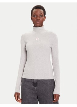 Calvin Klein Jeans Golf LV047D203G Szary Slim Fit ze sklepu MODIVO w kategorii Swetry damskie - zdjęcie 185719975