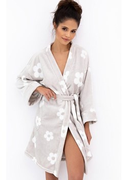 Sensis krótki szlafrok damski Melody, Kolor beżowy-wzór, Rozmiar S/M, SENSIS ze sklepu Primodo w kategorii Szlafroki damskie - zdjęcie 185721226