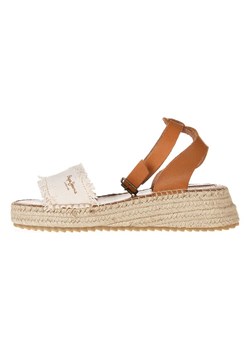 Pepe Jeans FOOTWEAR Skórzane sandały w kolorze biało-jasnobrązowym na koturnie - id: 17213695 - marki Pepe Jeans - 185721277 Pepe Jeans FOOTWEAR Skórzane sandały w kolorze biało-jasnobrązowym na koturnie ze sklepu Limango Polska w kategorii Espadryle damskie - zdjęcie 185721277