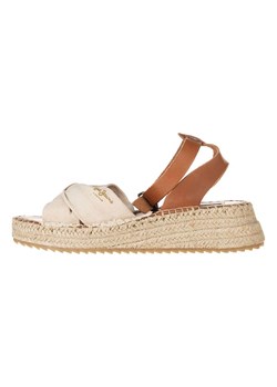 Pepe Jeans FOOTWEAR Skórzane sandały w kolorze beżowo-jasnobrązowym na koturnie ze sklepu Limango Polska w kategorii Espadryle damskie - zdjęcie 185721287