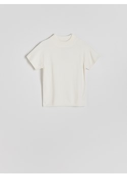 Reserved - Sweter z krótkimi rękawami - kremowy ze sklepu Reserved w kategorii Swetry damskie - zdjęcie 185726239