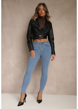 Niebieskie Bawełniane Jeansy Skinny z Guzikami Hirgisse ze sklepu renee.pl w kategorii Jeansy damskie - zdjęcie 185730598