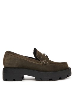 Guess Loafersy FLFYKY SUE14 Zielony ze sklepu MODIVO w kategorii Lordsy damskie - zdjęcie 185731065