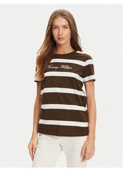 Tommy Hilfiger T-Shirt Script WW0WW45746 Brązowy Regular Fit ze sklepu MODIVO w kategorii Bluzki damskie - zdjęcie 185731096