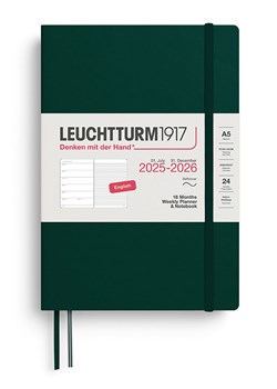 LEUCHTTURM1917 Notatnik w kolorze ciemnozielonym z kalendarzem - A5 ze sklepu Limango Polska w kategorii Akcesoria biurowe - zdjęcie 185733557
