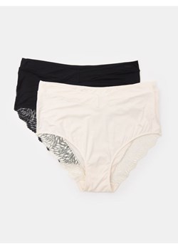 Sinsay - Wiskozowe majtki hipster z wysokim stanem 2 pack - kremowy ze sklepu Sinsay w kategorii Majtki damskie - zdjęcie 185736509
