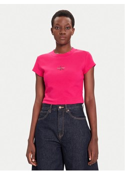 Calvin Klein Jeans T-Shirt LV047AB802 Różowy Regular Fit ze sklepu MODIVO w kategorii Bluzki damskie - zdjęcie 185737479