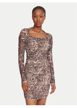 Guess Sukienka koktajlowa W5BK65 KCZC2 Beżowy Slim Fit ze sklepu MODIVO w kategorii Sukienki - zdjęcie 185737496