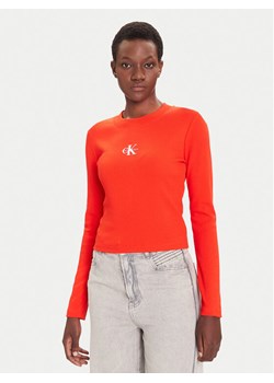 Calvin Klein Jeans Bluzka Monogram LV047A803G Czerwony Slim Fit ze sklepu MODIVO w kategorii Bluzki damskie - zdjęcie 185737525