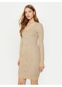 Guess Sukienka dzianinowa W5RK09 Z3KT0 Beżowy Bodycon Fit ze sklepu MODIVO w kategorii Sukienki - zdjęcie 185745418