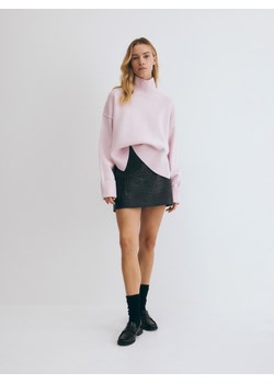 Reserved - Spódnica mini z tłoczonej skóry - ciemnobrązowy ze sklepu Reserved w kategorii Spódnice - zdjęcie 185746238