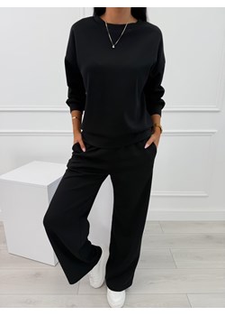 Czarny Komplet Bluza + Spodnie Wide Leg ze sklepu ModnaKiecka.pl w kategorii Komplety i garnitury damskie - zdjęcie 185746886
