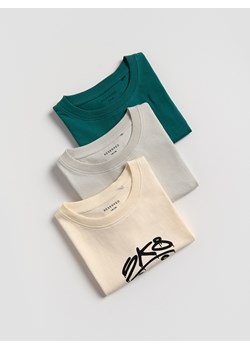 Reserved - Bawełniany t-shirt oversize 3 pack - jasnoszary ze sklepu Reserved w kategorii T-shirty chłopięce - zdjęcie 185751166