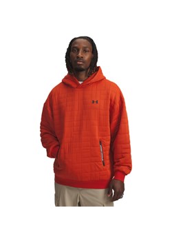 Męska bluza nierozpinana z kapturem Under Armour UA Unstoppable Fleece Textured - pomarańczowa ze sklepu Sportstylestory.com w kategorii Bluzy męskie - zdjęcie 185755766