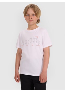 Chłopięcy t-shirt z nadrukiem 4F 4FJWAW25TTSHM2414 - biała ze sklepu Sportstylestory.com w kategorii T-shirty chłopięce - zdjęcie 185755818