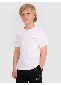 Chłopięcy t-shirt z nadrukiem 4F 4FJWAW25TTSHM2415 - biały ze sklepu Sportstylestory.com w kategorii T-shirty chłopięce - zdjęcie 185755859