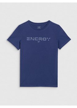 Chłopięcy t-shirt z nadrukiem 4F 4FJRAW25TTSHM3167 - granatowy ze sklepu Sportstylestory.com w kategorii T-shirty chłopięce - zdjęcie 185755915