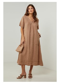 Lin Passion Lniana sukienka w kolorze jasnobrązowym ze sklepu Limango Polska w kategorii Sukienki - zdjęcie 185756055
