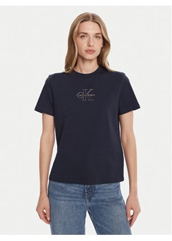 Calvin Klein Jeans T-Shirt Classic Monologo LV047D873G Granatowy Regular Fit ze sklepu MODIVO w kategorii Bluzki damskie - zdjęcie 185757498