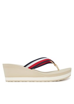 Japonki Tommy Hilfiger Th Corporate Wedge Beach Sandal FW0FW08520 Beżowy - id: 0000305157416 - marki Tommy Hilfiger - 185760047 Japonki Tommy Hilfiger Th Corporate Wedge Beach Sandal FW0FW08520 Beżowy ze sklepu eobuwie.pl w kategorii Klapki damskie - zdjęcie 185760047