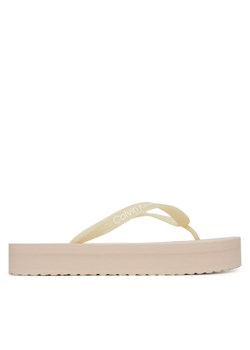 Japonki Calvin Klein Jeans Beach Sandal Flatform Tpu YW0YW01830 Beżowy ze sklepu eobuwie.pl w kategorii Klapki damskie - zdjęcie 185760145