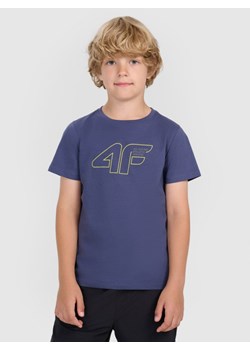 Chłopięcy t-shirt z nadrukiem 4F 4FJWAW25TTSHM2417 - granatowy ze sklepu Sportstylestory.com w kategorii T-shirty chłopięce - zdjęcie 185769996
