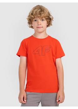 Chłopięcy t-shirt z nadrukiem 4F 4FJWAW25TTSHM2417 - czerwony ze sklepu Sportstylestory.com w kategorii T-shirty chłopięce - zdjęcie 185770027